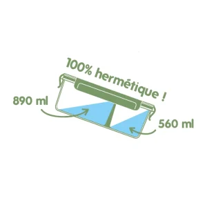 Boîte De Conservation En Verre Avec Compartiments Rectangle 1450 Ml Pebbly site pas cher 6