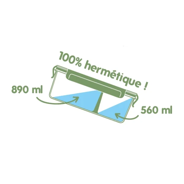 Boîte De Conservation En Verre Avec Compartiments Rectangle 1450 Ml Pebbly site pas cher 3