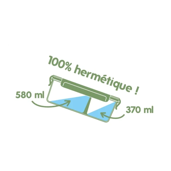 Boîte De Conservation En Verre Avec Compartiments Rectangle 950 Ml Pebbly achat 4