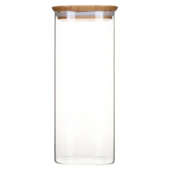 grande qualité Boîte De Conservation En Verre Et Bambou Carré 2,2 L Pebbly 1