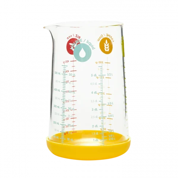 prix le plus bas Verre Doseur En Verre Et Silicone 500 Ml Jaune Pebbly 1